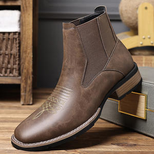 Bottes <span class=keywords><strong>Chelsea</strong></span> pour <span class=keywords><strong>homme</strong></span> de haute qualité, rétro, mode, couleur unie, chaussures à enfiler, bottes en cuir de haute qualité pour <span class=keywords><strong>homme</strong></span> - Product Image 6