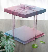 Boîte plastique transparente aux couleurs dégradées imei, grande boîte d'emballage carrée, pour gâteau d'anniversaire, 4 6 8 10 12 pouces, de grande taille