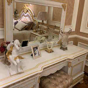 OE-FASHION French Country Antique White <strong>Victorian</strong> Dresser Economical Vintage Wooden Bedroom <strong>Dressing</strong> <strong>Table</strong> Industrial Style - Product Image 3