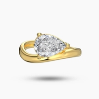 Bague en laiton plaqué or 18 carats, motif vague, forme goutte d'eau torsadée, sertie de pierres 5A 8A, design floral glacé, pour mariage