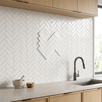Carrelage mural en céramique brillant à chevrons, style métro, pour décoration intérieure