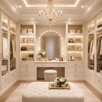 Armoire Modulaire Haut de Gamme Autoportante pour Chambre Ouverte, Dressing avec Étagères à LED, Tiroirs à Bijoux et Station de Dressing Complète