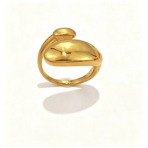 Bagues ouvertes en acier inoxydable 316L plaqué or 18 carats pour femmes, bijoux ajustables géométriques épais en forme <span class=keywords><strong>de</strong></span> cœur, boule et carré - Product Image 3