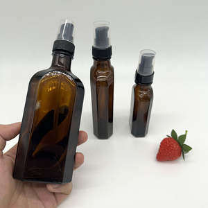 Bouteilles d'huile cosmétiques de luxe flacons de pompe en verre ambré plat pour huiles essentielles de parfum marque personnalisée disponible - Product Image 1