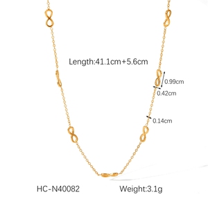 สร้อยคอแฟชั่นสำหรับผู้หญิง ตัวเลขแปด ดีไซน์ทันสมัย ชุบทอง 18K บนสแตนเลสสตีล ไม่ลอกสี - Product Image 6