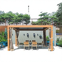 Pergola Bioclimatique à Toit Ouvrant en Bois pour Extérieur, Auvent Pare-Soleil, Tonnelle de Jardin, Abri de Jardin à Ombre Manuelle