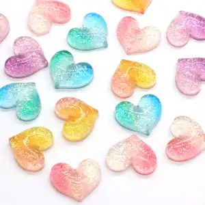 New Resin Glitter Gradient Heart Star Crown Flatback Cabochons Decoration Charm For DIY Hair Clips Decor