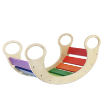 Chaise d'équilibre à bascule Montessori en bois arc-en-ciel aire de jeux intérieure multifonctionnelle pour les tout-petits grimpeurs