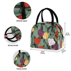 Trendy Fashion Stylish Lunch Bag Custom Tropical Floral Insulation Thermal Puakenikeni Cooler Lunch Bag for Picnic Office Worker - Product Image 3