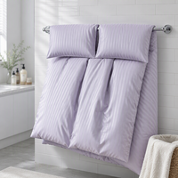 Ensemble de literie romantique en coton tissé 100% avec rayures satinées, 4 pièces, housse de couette et taies d'oreiller pour dortoir de filles
