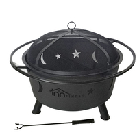 Foyer extérieur sans fumée de 30 pouces pour le jardin, poêle à bois en métal avec pioche à bois pour le camping