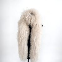 Écharpe et châle en fourrure de mouton de Mongolie pour femme, 180 cm de long, motif léopard/uni, chaud, respirant et moelleux pour l'hiver