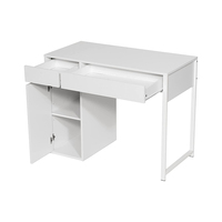 DU'S white – bureau de famille rectangulaire moderne en bois avec 2 tiroirs et armoires de rangement