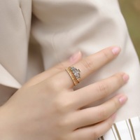 Ensemble de bagues de mariage L&B en argent sterling S925 plaqué or avec agate mousse pour femme, coupe rectangulaire, empilable, motif dentelle