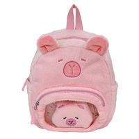 Sac à dos en peluche doux en polyester transparent avec motif capybara mignon pour filles, étudiants, sac d'école dessin animé