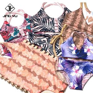 Traje de Baño de Dos Piezas para Niñas, Diseño Personalizado, Estampado, Bikini, Chaleco y Pantalones Cortos, Traje de Baño Infantil Hawaiano, Tela Reciclada - Product Image 5
