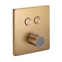 Robinet de douche mural thermostatique encastré en laiton, mitigeur carré effet pluie, finition brossée, usage hôtelier, poignée unique, moderne Citec