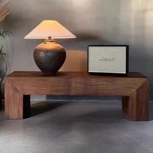 Banco Largo Multifuncional de Madera Maciza de Estilo Vintage, para Hogar, Estilo Wabi-Sabi, Mesa de Centro para Sala de Estar, <span class=keywords><strong>Taburete</strong></span> Creativo para Hotel - Product Image 5