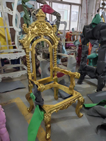 Canapé Chesterfield de luxe en bois massif à dossier haut pour événements royaux, mariage, chaise trône roi/impératrice blanc et or, pour hôtels et appartements