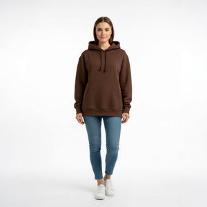 Sudadera con Capucha para Mujer, Forro Polar Ecológico de Mezcla de Algodón, Bolsillo Frontal Tipo Canguro, Colores Personalizables, ODM, Casual, 260-300+ - Product Image 1