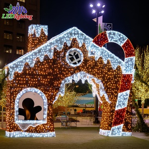 Grande <span class=keywords><strong>maison</strong></span> de <span class=keywords><strong>Noël</strong></span> 3D personnalisable en forme de bonbon, étanche IP65, certifiée CE, éclairage décoratif, durée de vie 50000 heures, idéale pour les mariages - Product Image 1