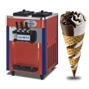 Máquina de helado de acero inoxidable ABS, 3 sabores, congelador, fácil de operar, Comercial