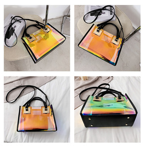 Nouveau <span class=keywords><strong>Sac</strong></span> Fourre-tout Holographique Transparent en PVC Imperméable 2026 avec Chaînes et Fermeture Éclair, <span class=keywords><strong>Sac</strong></span> à Bandoulière Durable Effet Gelée pour Femme - Product Image 4