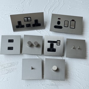 Matte Nickel Anh Châu Âu Pháp Ổ Cắm 86 Kim Loại Ánh Sáng Chuyển Đổi Chuyển Đổi Treo Tường Thép Không Gỉ Bảng Điều Chỉnh Phổ TYPE-C Dimmer - Product Image 4