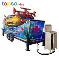 Manège portable extérieur sur remorque, thème Carnaval, type Voiture Volante, en fibre de verre et acier, pour centre commercial, capacité 8 personnes