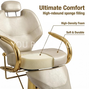 Sillón de Barbería Hidráulico Dorado de Lujo, Estilo Europeo, para Salón de Belleza, Peluquería, Estudio de Barbería - Product Image 5