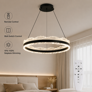 Lustre moderne en fer à anneaux, tricolore, à intensité variable, télécommande, LED d'intérieur pour salle à manger, salon, décoration intérieure - Product Image 4