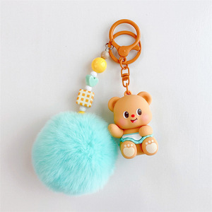 Mini Oso de Peluche Genuino de Goma, Llavero Mosquetón de Descompresión, Colgante Adorable de Dibujos Animados para Coche y Mochila - Product Image 2