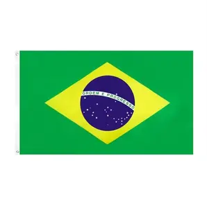 Precio barato Bandera de Brasil personalizada 3*5 pies impresión poliéster Bandera Nacional Brasileña