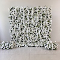F152 Dinding Bunga Buatan Sutra Mawar Pink 5D Gradual Change Backdrop 8ft X 8ft untuk Thanksgiving Wisuda