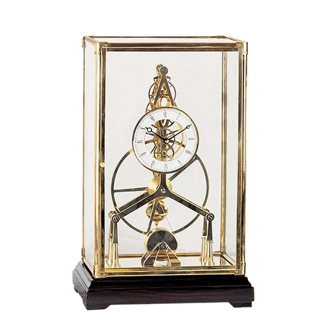 Faak — montre décorée d'un squelette mécanique, style français ancien, doré, en laiton poli, grande roue, squelette mécanique, horloge de bureau