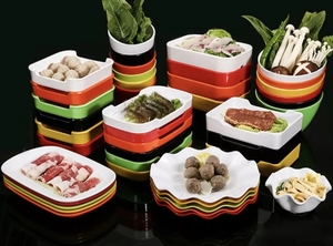 Lẩu nhà hàng <span class=keywords><strong>Stackable</strong></span> Shabu tấm không thể phá vỡ thực phẩm phục vụ khay hình chữ nhật nhựa nướng tấm melamine Shabu thịt tấm - Product Image 6