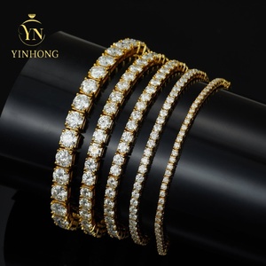 Bracciale o Collana Tennis da <span class=keywords><strong>Uomo</strong></span> Personalizzabile in <span class=keywords><strong>Argento</strong></span> Sterling 925 con Moissanite da 2-6mm, Gioiello Hip Hop con Certificato - Product Image 2