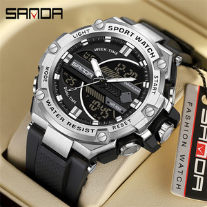 Nouvelle arrivée 2023 Sanda 3185 Design tendance Bracelet TPU <span class=keywords><strong>Montre</strong></span> numérique analogique <span class=keywords><strong>antichoc</strong></span> pour homme Reloj <span class=keywords><strong>Montre</strong></span> <span class=keywords><strong>de</strong></span> sport chronographe étanche - Product Image 2