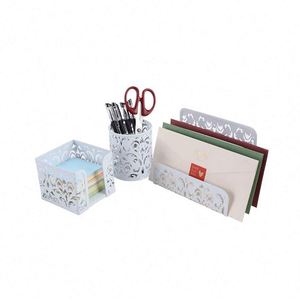 Ensemble de 3 organiseurs de bureau en métal - Trieur de courrier, porte-stylos, porte-notes adhésives - Product Image 5
