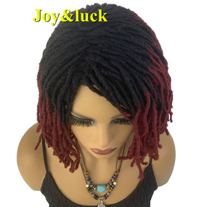 Prix de gros d'usine Perruque quotidienne tressée pour femmes Mignon Mini <span class=keywords><strong>dread</strong></span> locs Perruque Bourgogne Synthétique Africaine Noir Femmes Perruques Dreadlock - Product Image 6