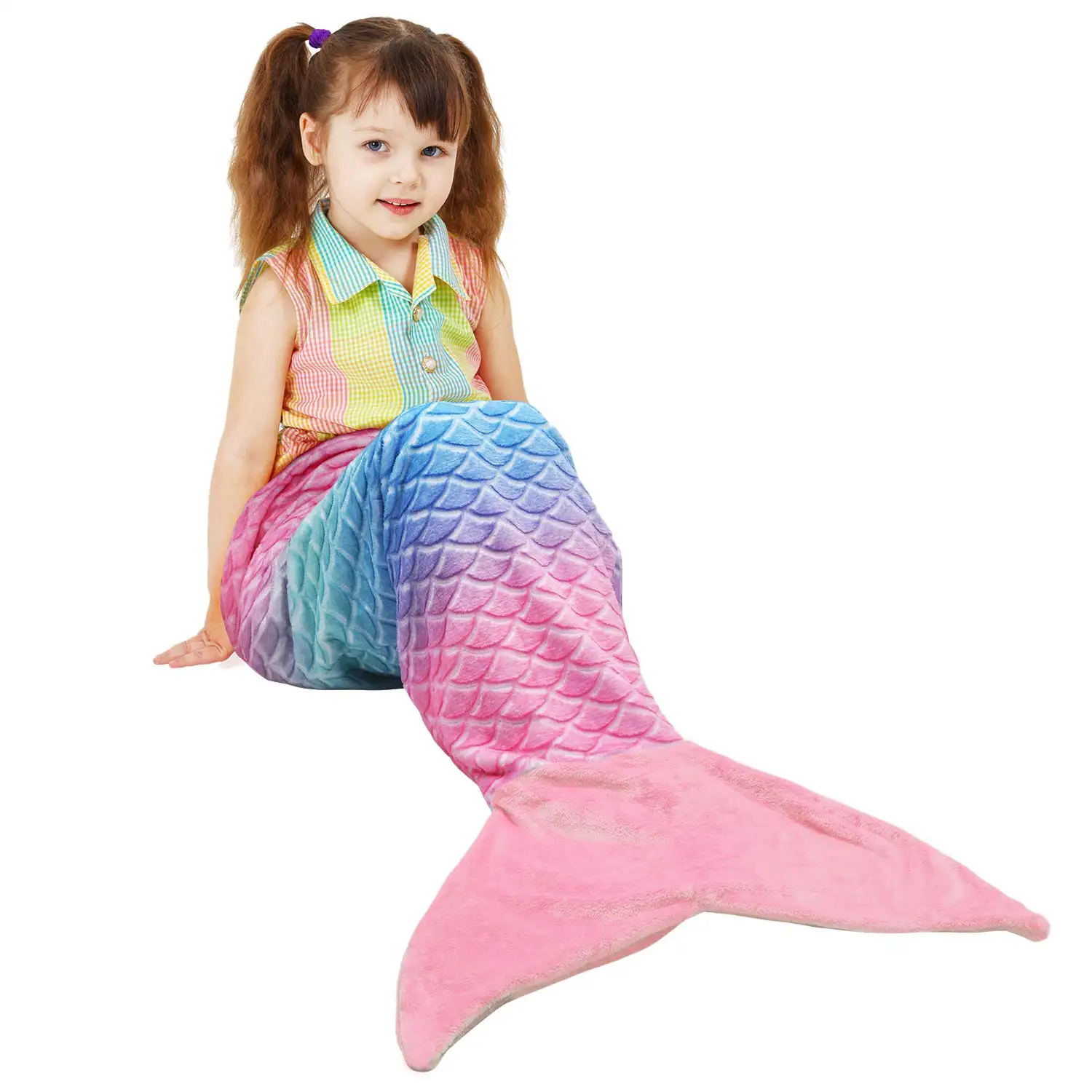 Wholesale Children's Gift Kids Mermaid Tail Blanket Super Soft Plush Flannel Sleeping Mermaid Tail Blanket For Kids