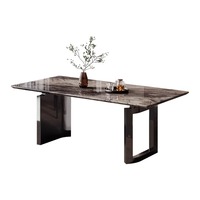 Table et chaises de salle à manger modernes en pierre de luxe pour la maison Pieds de table modernes minimalistes en acier inoxydable et marbre haut de gamme Table à manger