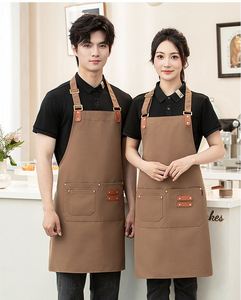 ผ้ากันเปื้อนคาดเอวพิมพ์โลโก้ตามสั่งสำหรับเชฟครัวร้านอาหารร้านชานมคาเฟ่พนักงานเสิร์ฟ - Product Image 4