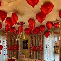 Vente en gros de 17 pièces/ensemble de ballons en feuille en forme de cœur sur le thème de la Saint-Valentin, avec inscription « Je t'aime » pour mariage, fête de la Saint-Valentin