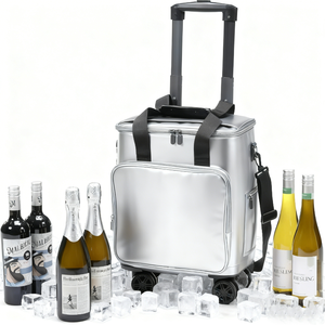 กระเป๋าใส่ไวน์แบบมีล้อ กระเป๋าเก็บความเย็นไวน์แบบกันรั่ว กระเป๋าเดินทางใส่ไวน์ กระเป๋าใส่ขวดไวน์แบบพกพา ของขวัญสำหรับผู้หญิงและผู้ชาย - Product Image 1