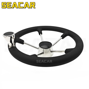 Volante Seacar de 13.5 Pulgadas de Acero Inoxidable Negro para Control de Embarcaciones - Product Image 2