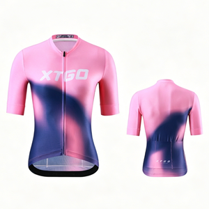 Maillot de Ciclismo Personalizado con Logotipo, Unisex, Estampado Degradado Ombre, Manga Corta, Cierre Completo, Transpirable, para Verano, Carretera, MTB - Product Image 1