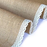 12x108 Boho Rustique Ferme Jute Chemin De Table Toile De Jute Chemin De Table avec Coton Crochet Dentelle pour Fête De Mariage