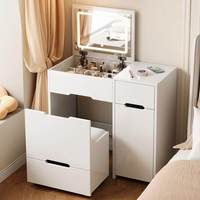 Nouvelle conception de coiffeuse de style crème, mini-meuble de rangement de chevet à rabat pour chambre à coucher, ensemble de maquillage