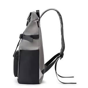 <span class=keywords><strong>Mochilas</strong></span> para ordenador portátil enrollables de negocios impermeables para hombre de cuero con compartimentos - Product Image 3